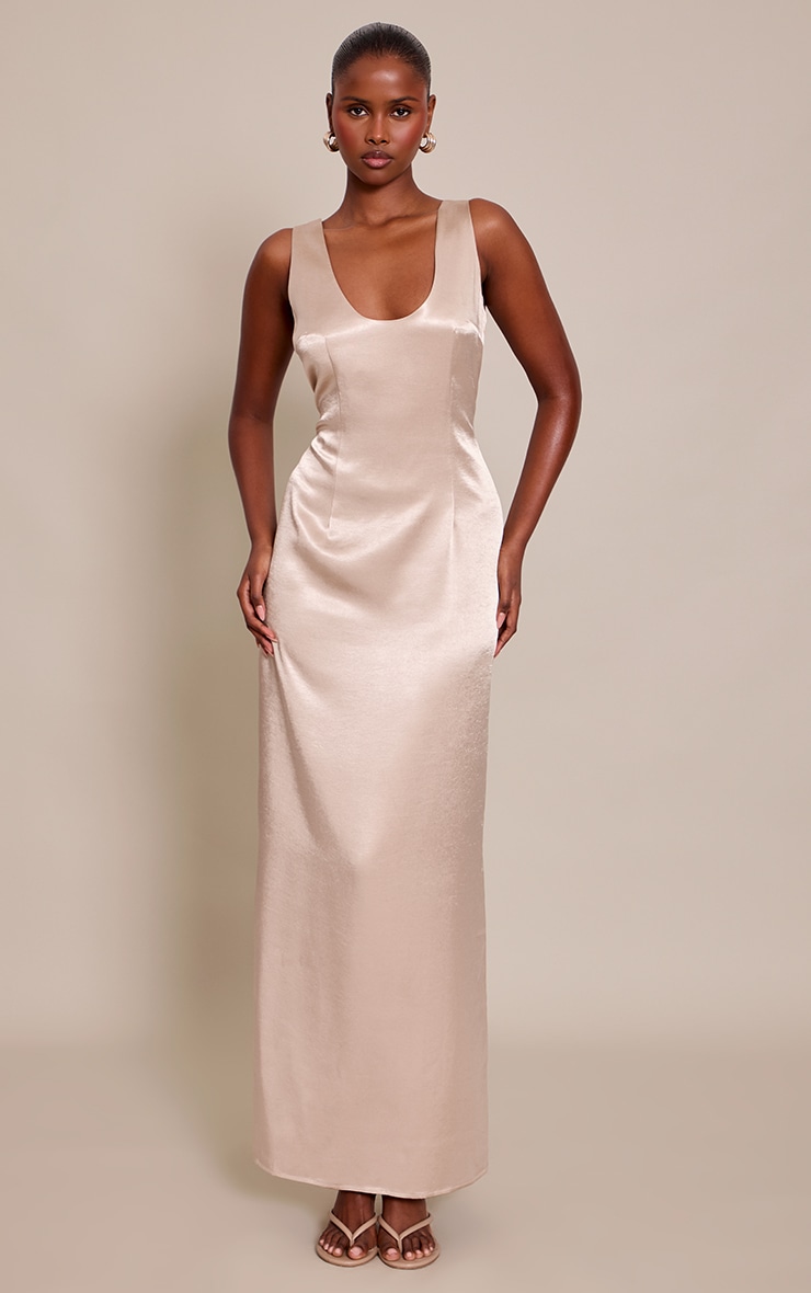 Gold Low Back Sleeveless Maxi Dress image 1