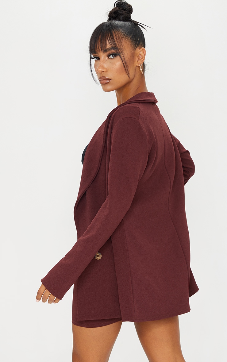 Burgundy Oversized Button Detail Blazer PrettyLittleThing IRE
