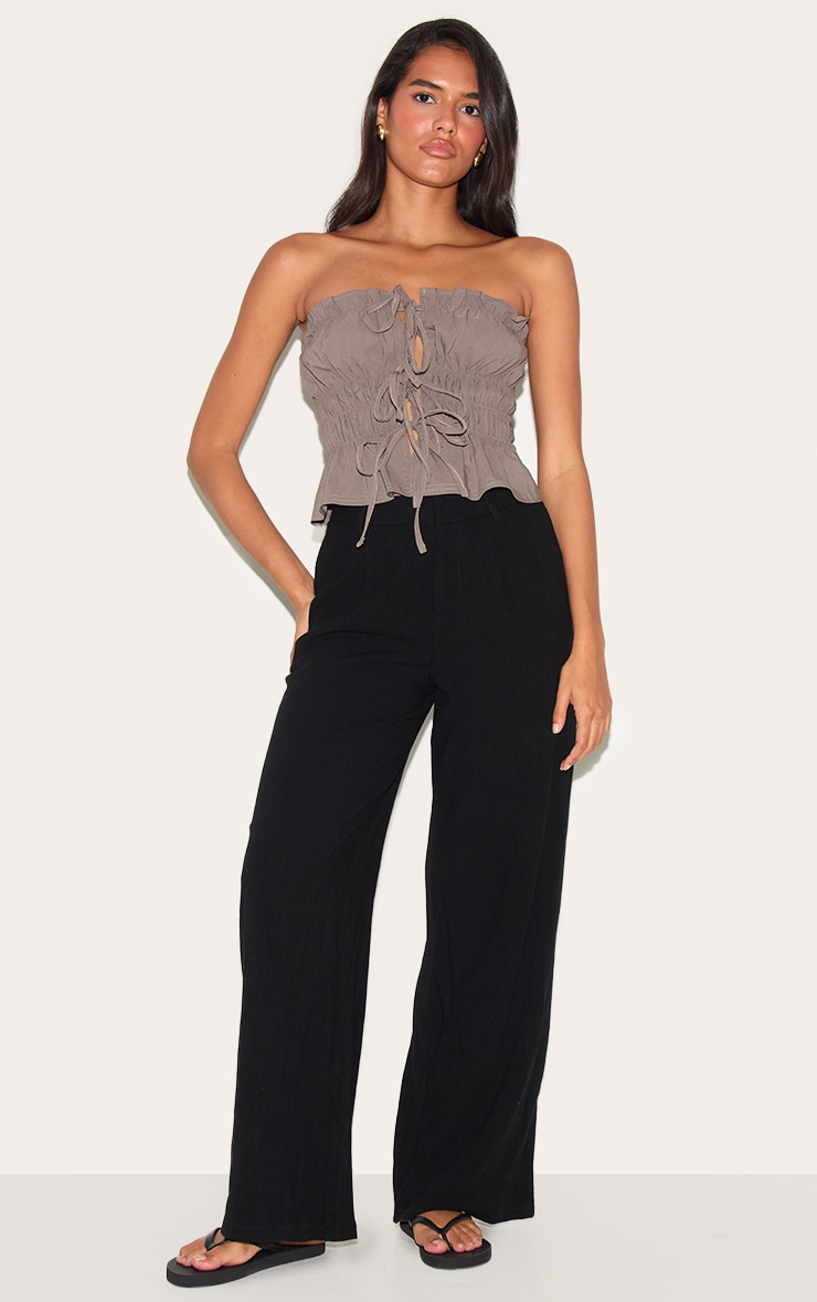 Taupe Bengaline Ruched Bandeau image 3