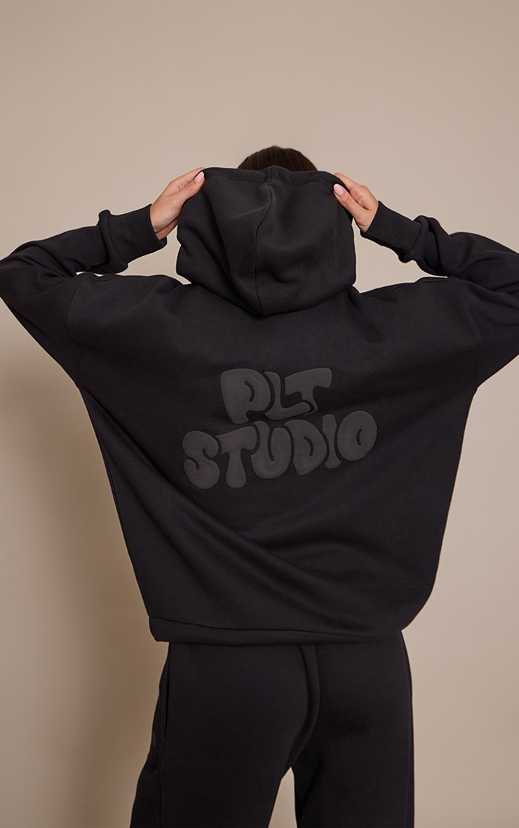 Black PLT Studio Print Oversized Hoodie image 4
