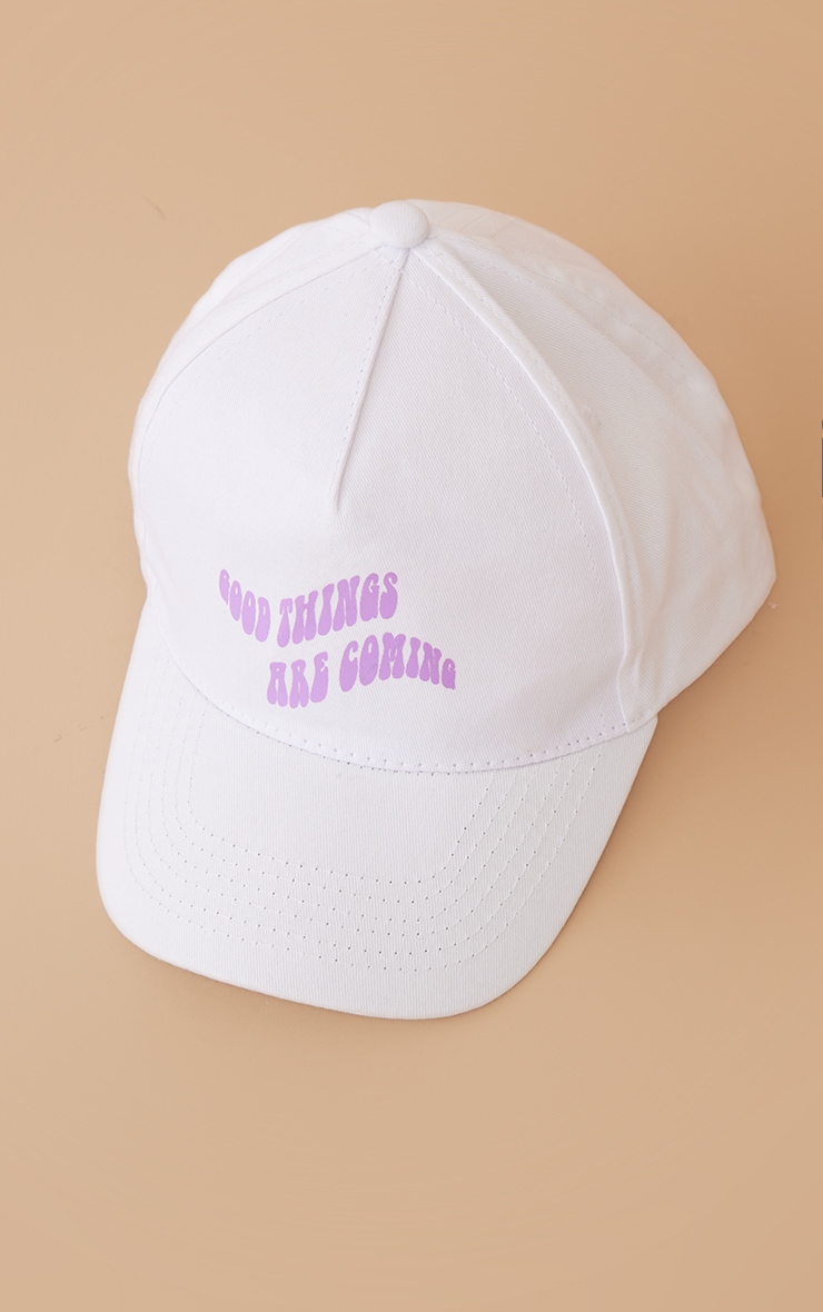 Casquette lilas à slogan Good Things Are Coming image 2