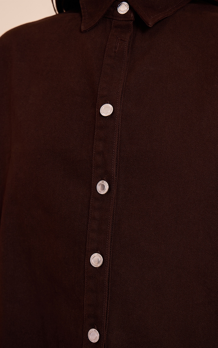 Dark Chocolate Oversized Classic Denim Shirt image 4