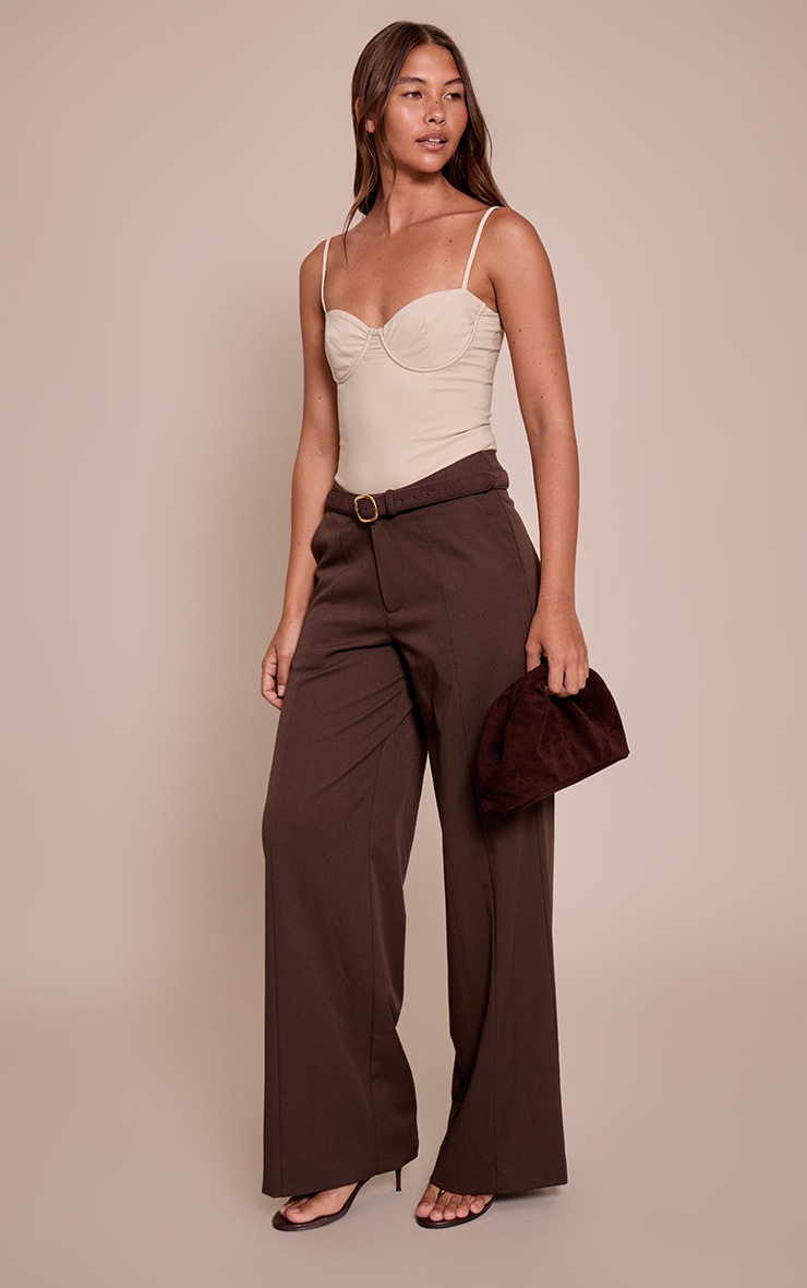 Stone Woven Stretch Strappy Bodysuit image 3