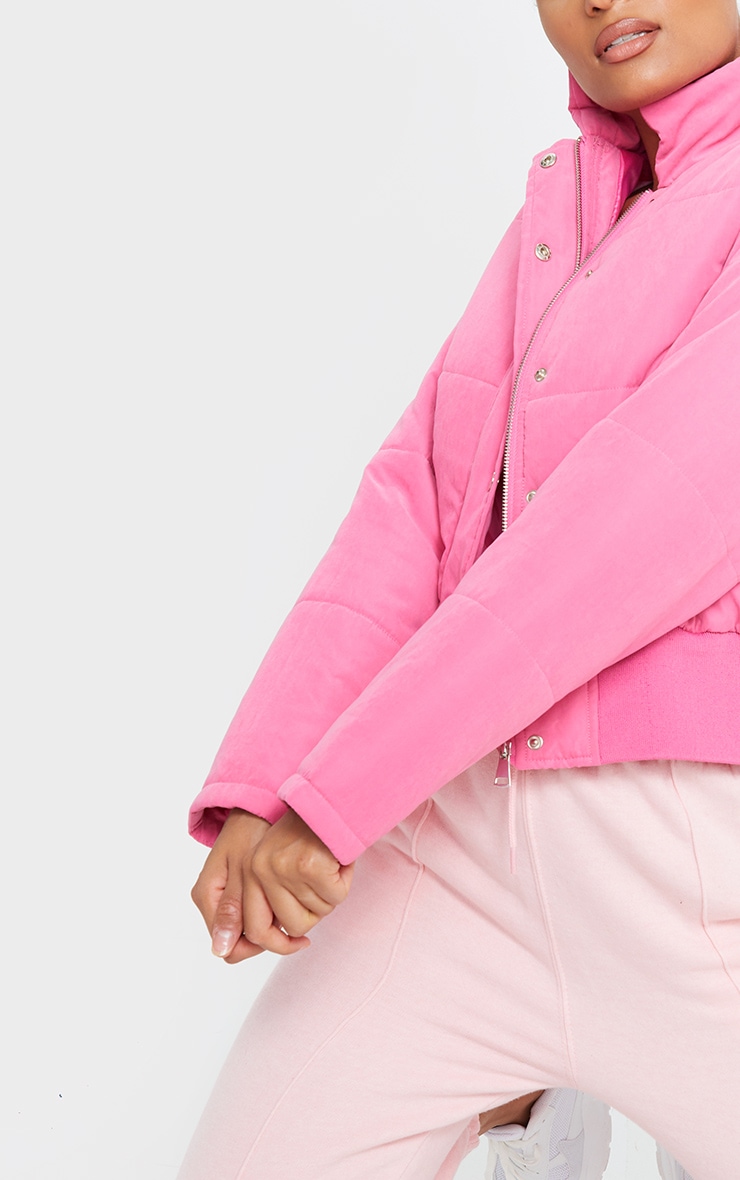 Pink Peach Skin Cropped Puffer Jacket PrettyLittleThing