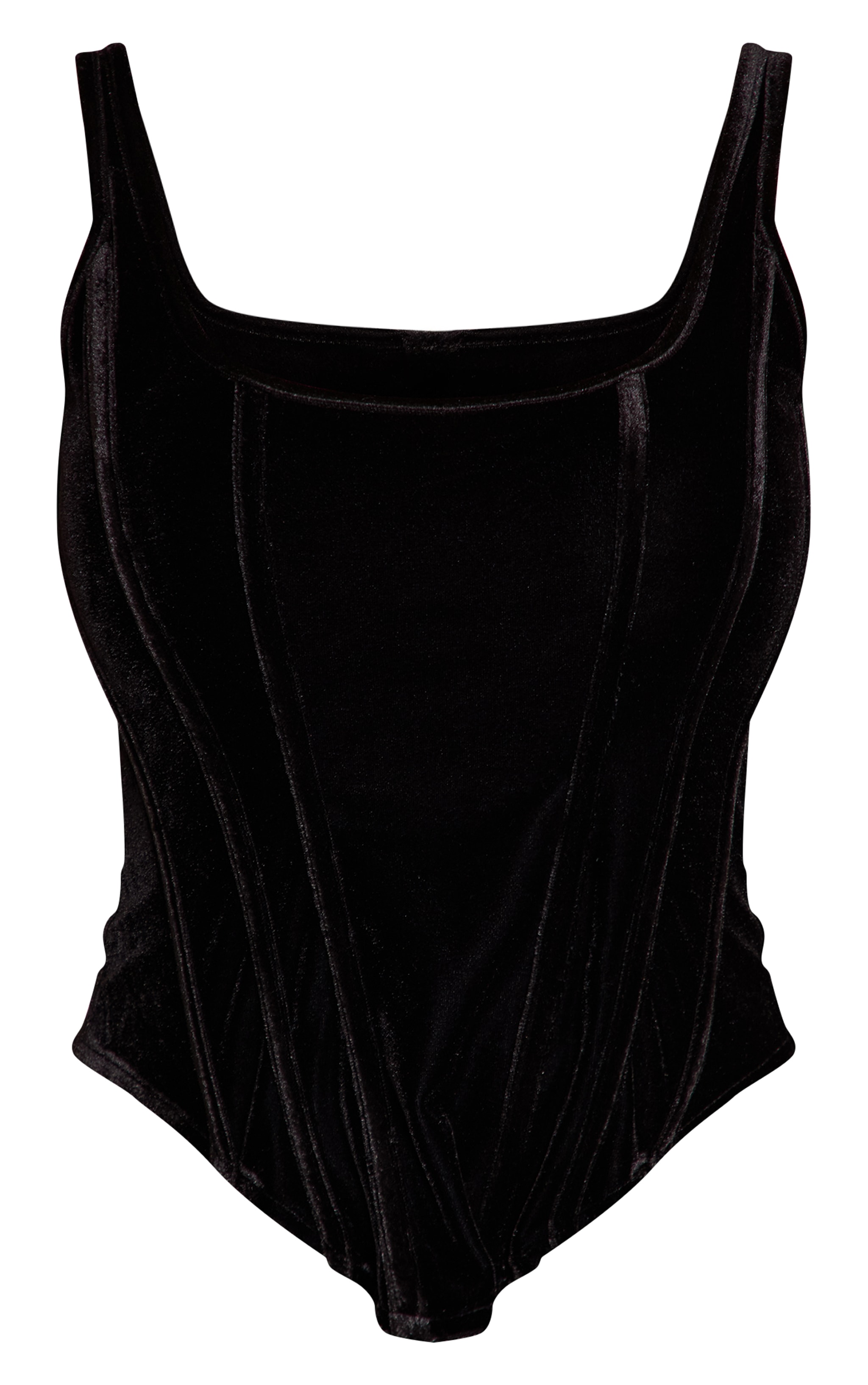 Corset long en velours noir à lisérés structurants et ourlet tombant image 5