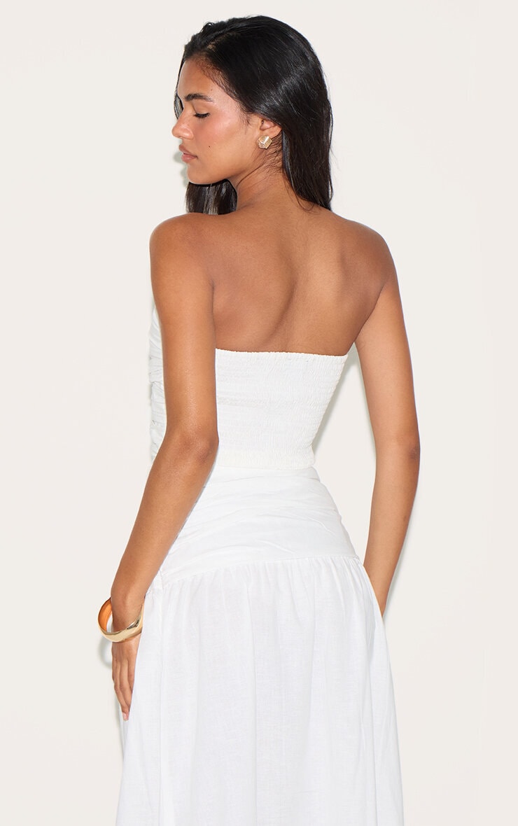 White Cotton Poplin A Line Low Rise Maxi Skirt image 3