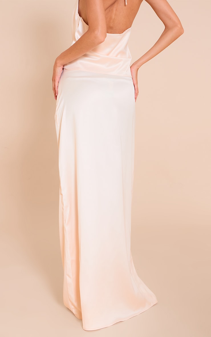Champagne Satin Floaty Mid Rise Maxi Skirt image 3