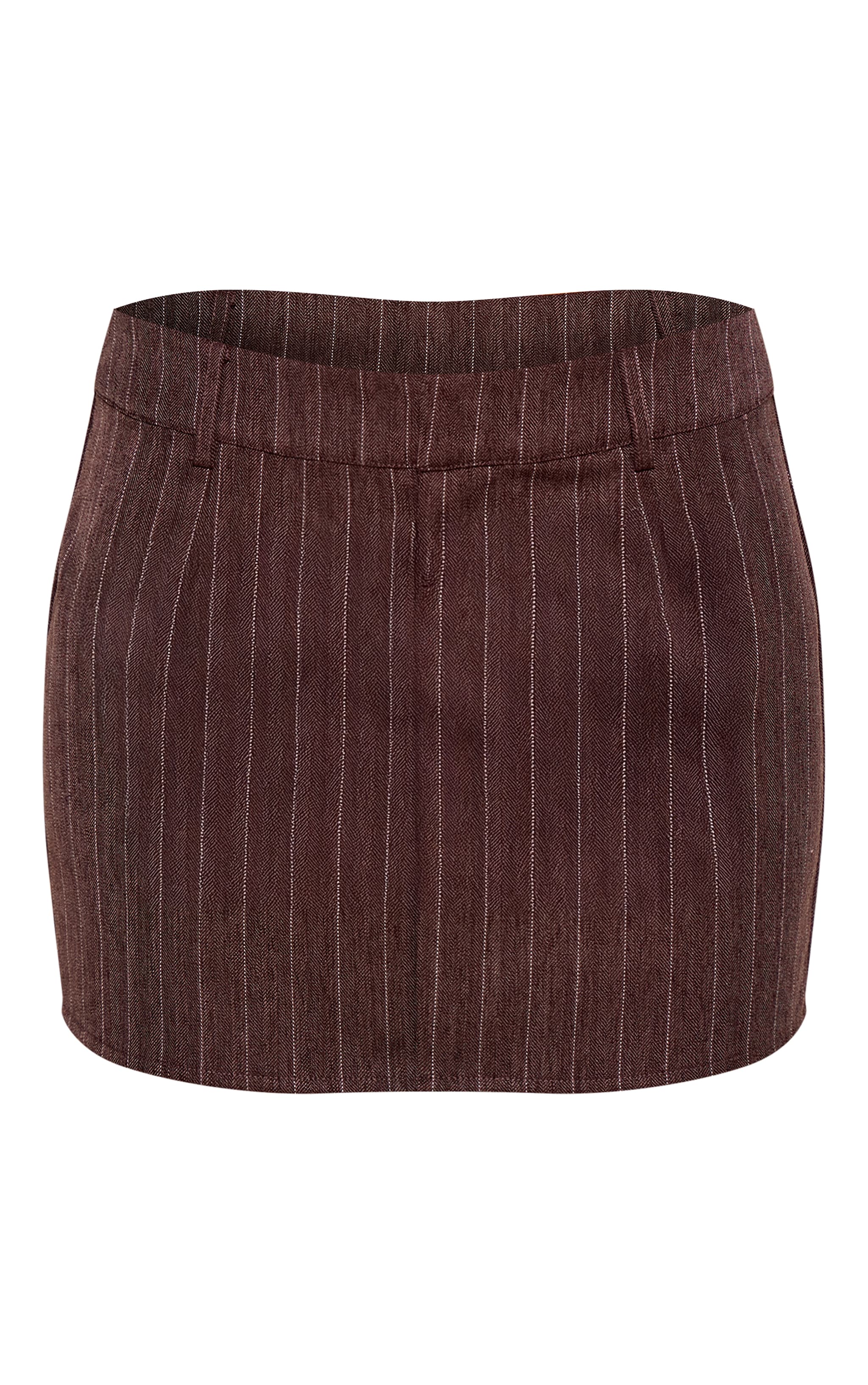 Brown Pinstriped A-Line Mini Skirt image 6