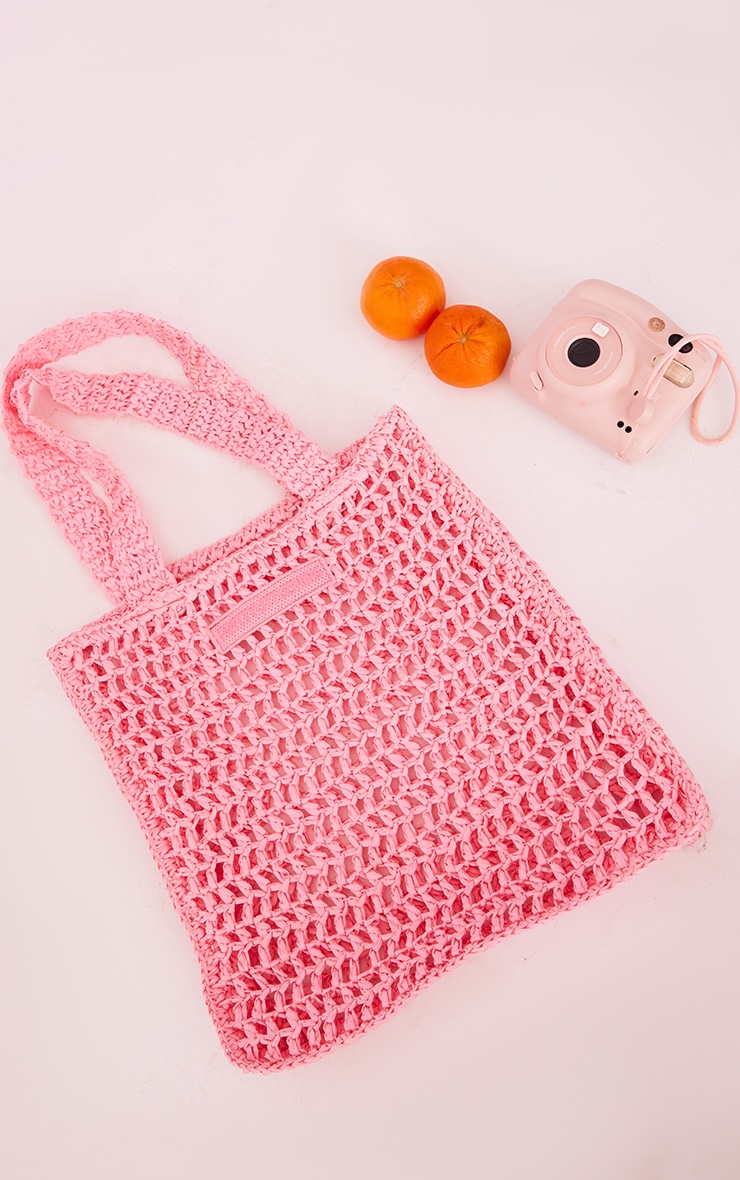 PRETTYLITTLETHING Pink Woven Straw Bag image 2