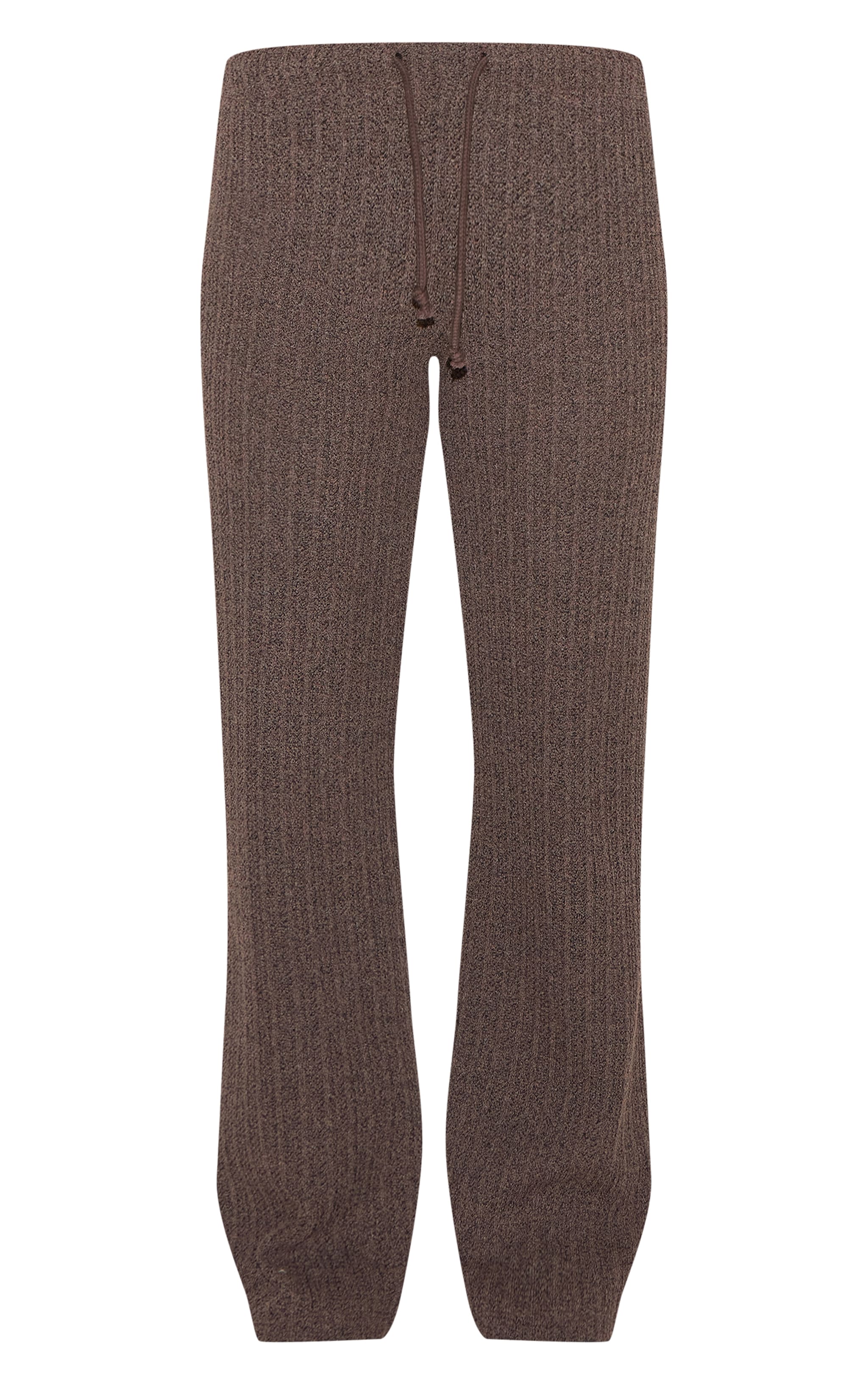 Chocolate Distressed Textured Rib Low Rise Drawstring Wide Leg Pants image 5