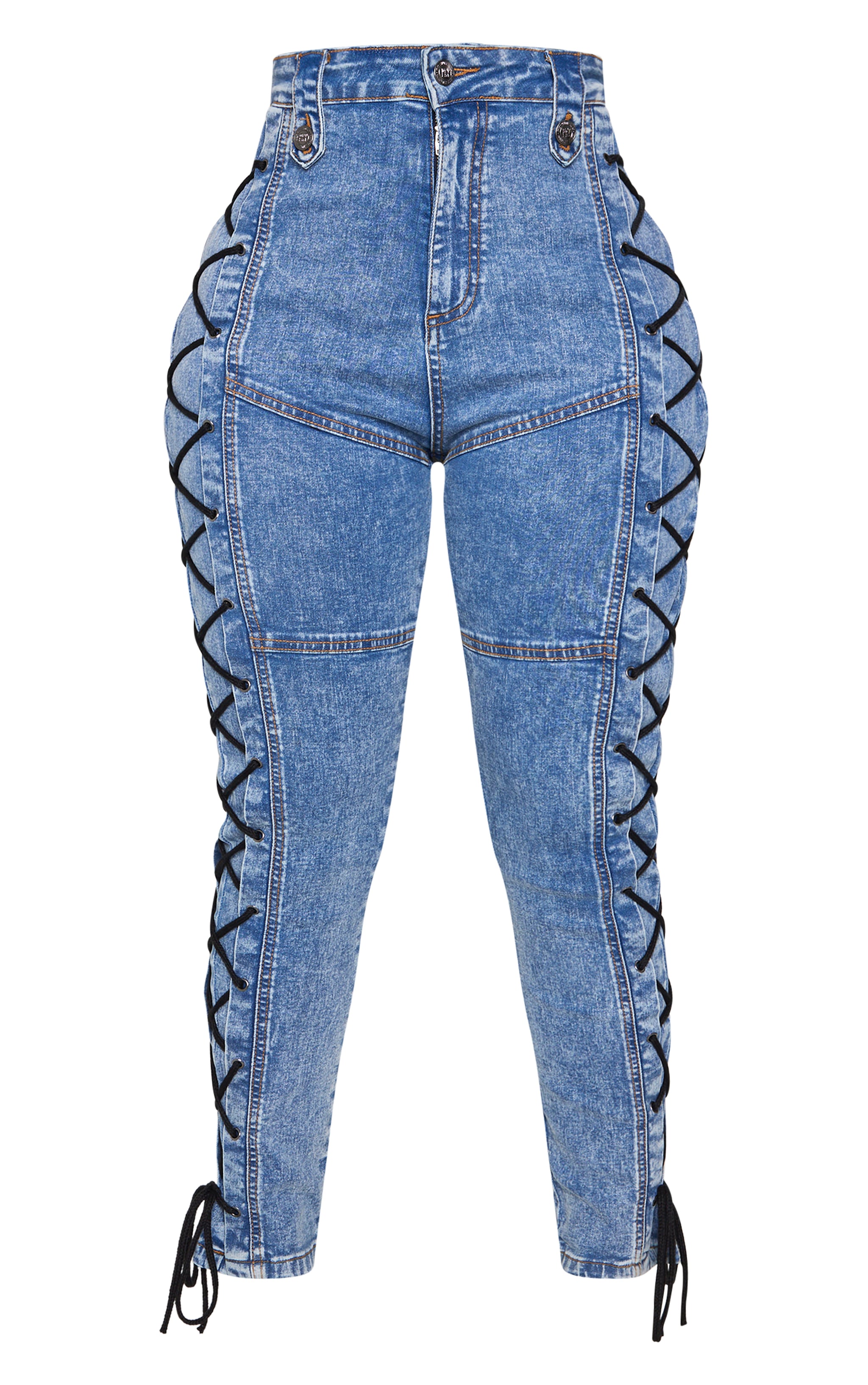 Plus size lace up jeans cheap