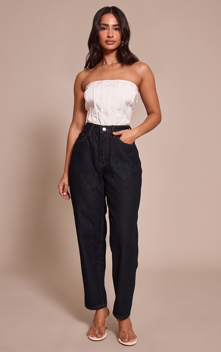 Petite Dark Indigo High Waist Mom Jeans image 1