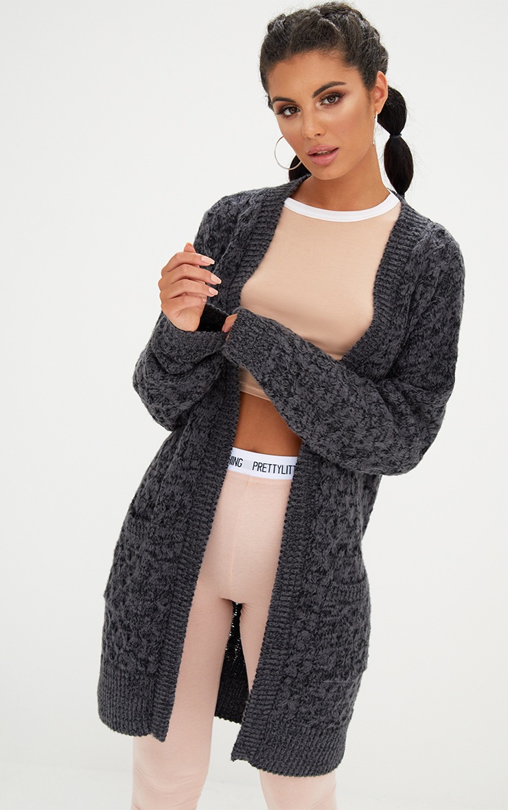Black Chunky Knit Edge to Edge Cardigan. Knitwear PrettyLittleThing USA