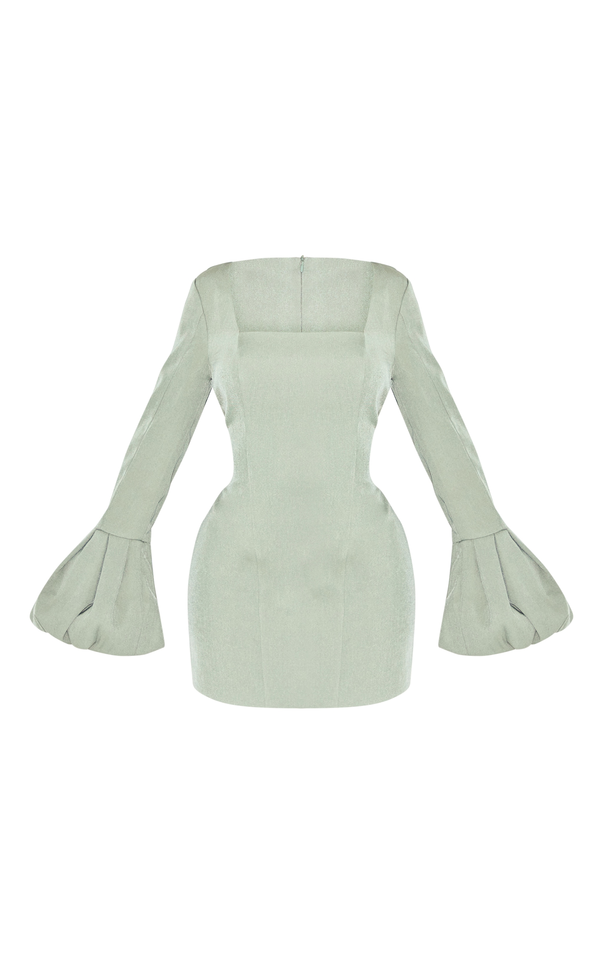 Shape Mini robe tissée stretch vert olive à col carré et manches bouffantes image 5