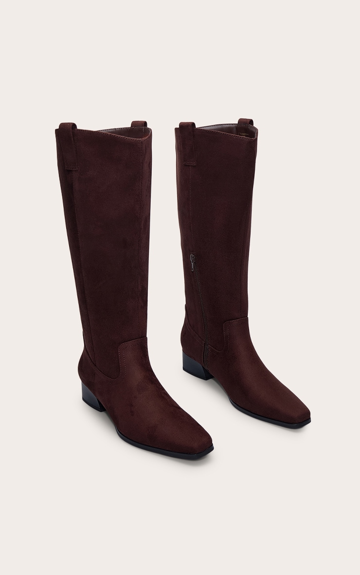 Chocolate Faux Suede Round Toe Western image 3