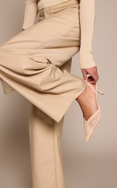 Nude Textured Mesh Slingback Court Heels
