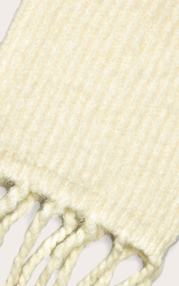 Butter Yellow Chunky Knit Tassel Detail Scarf image 2