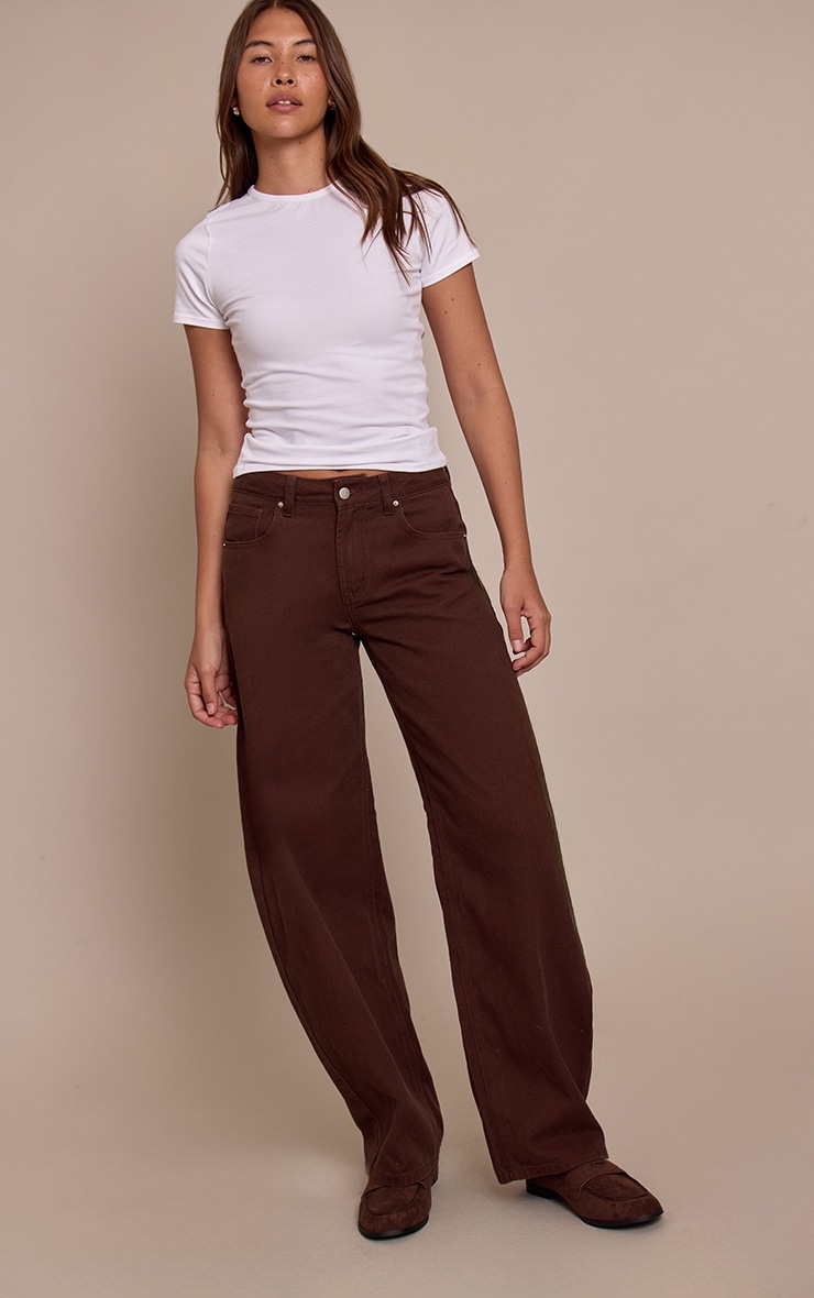 Chocolate Low Rise Barrel Jeans image 2