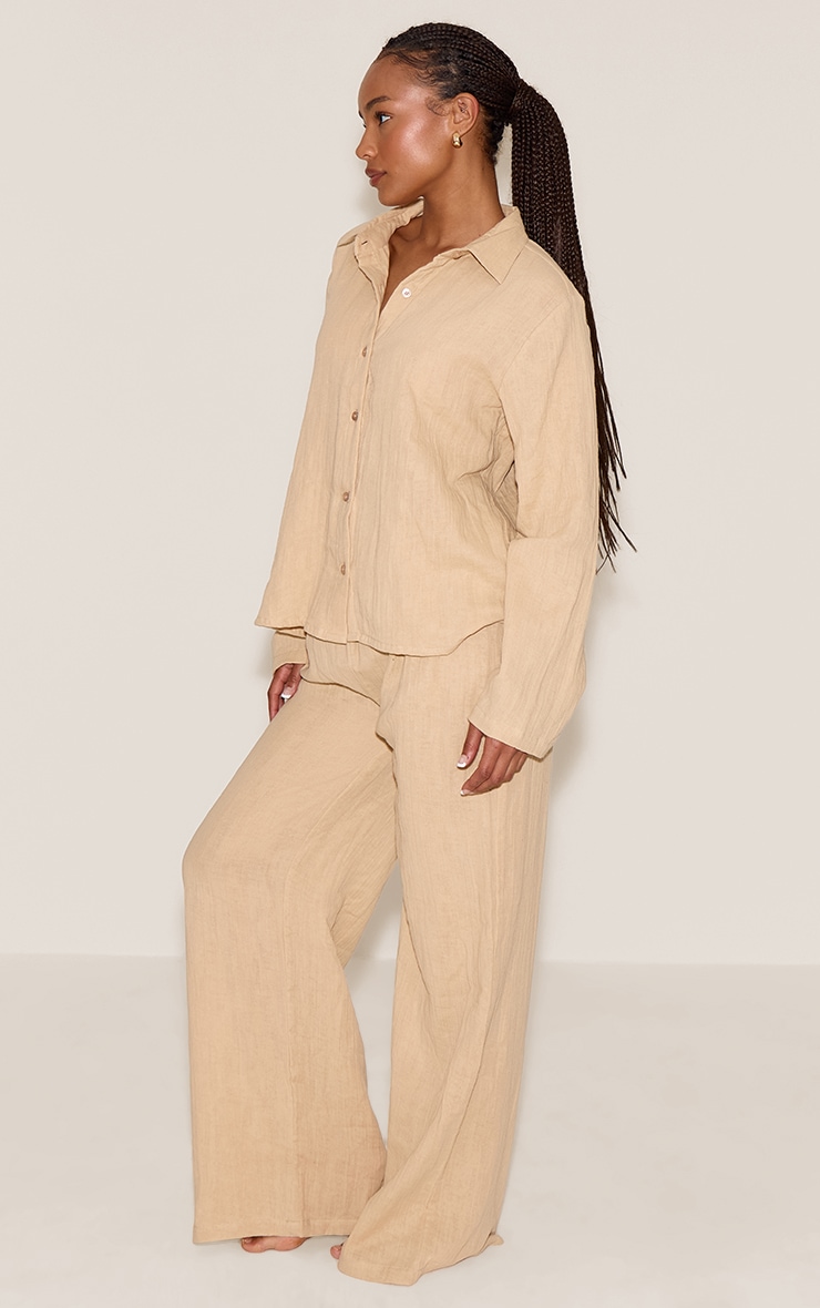 Petite Sand Gauze Long Sleeve Long Pj Set image 3