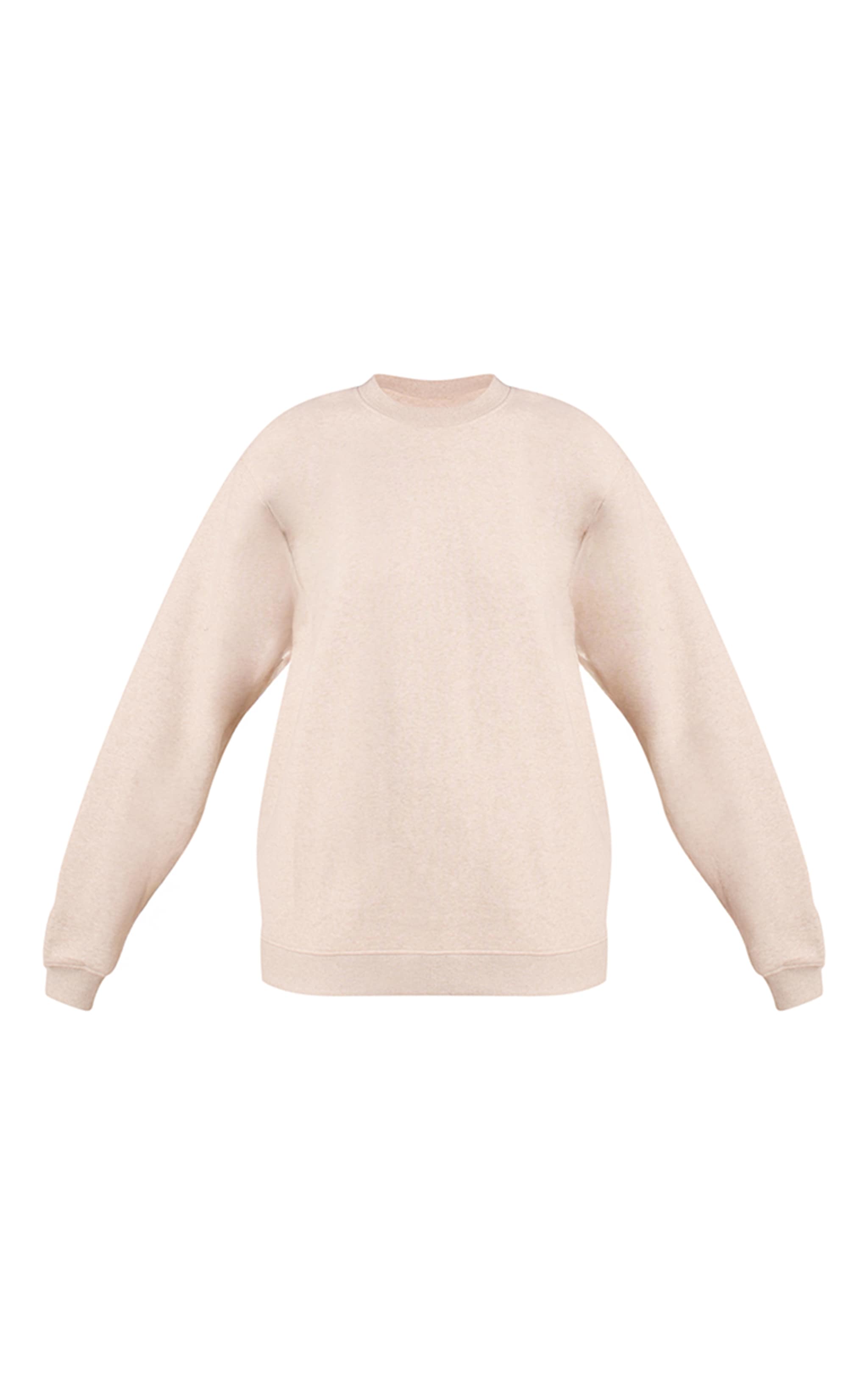 Tall Oatmeal Marl Oversized Crew Sweatshirt image 5