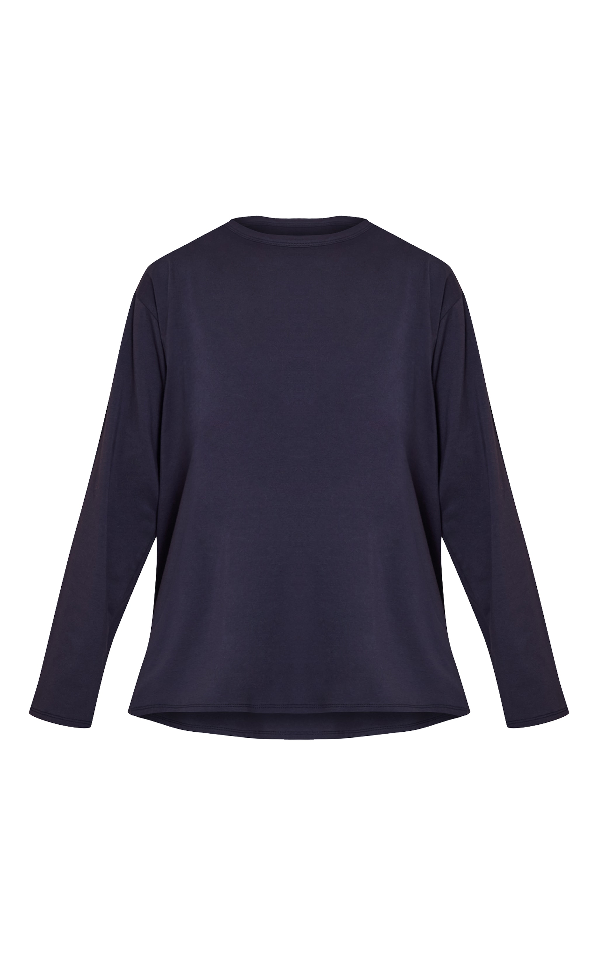 Navy Cotton Basic Oversized Long Sleeve T-shirt image 5