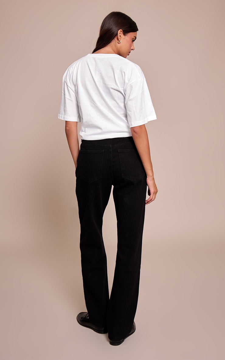 PRETTYLITTLETHING Jean droit délavé noir à taille haute image 3