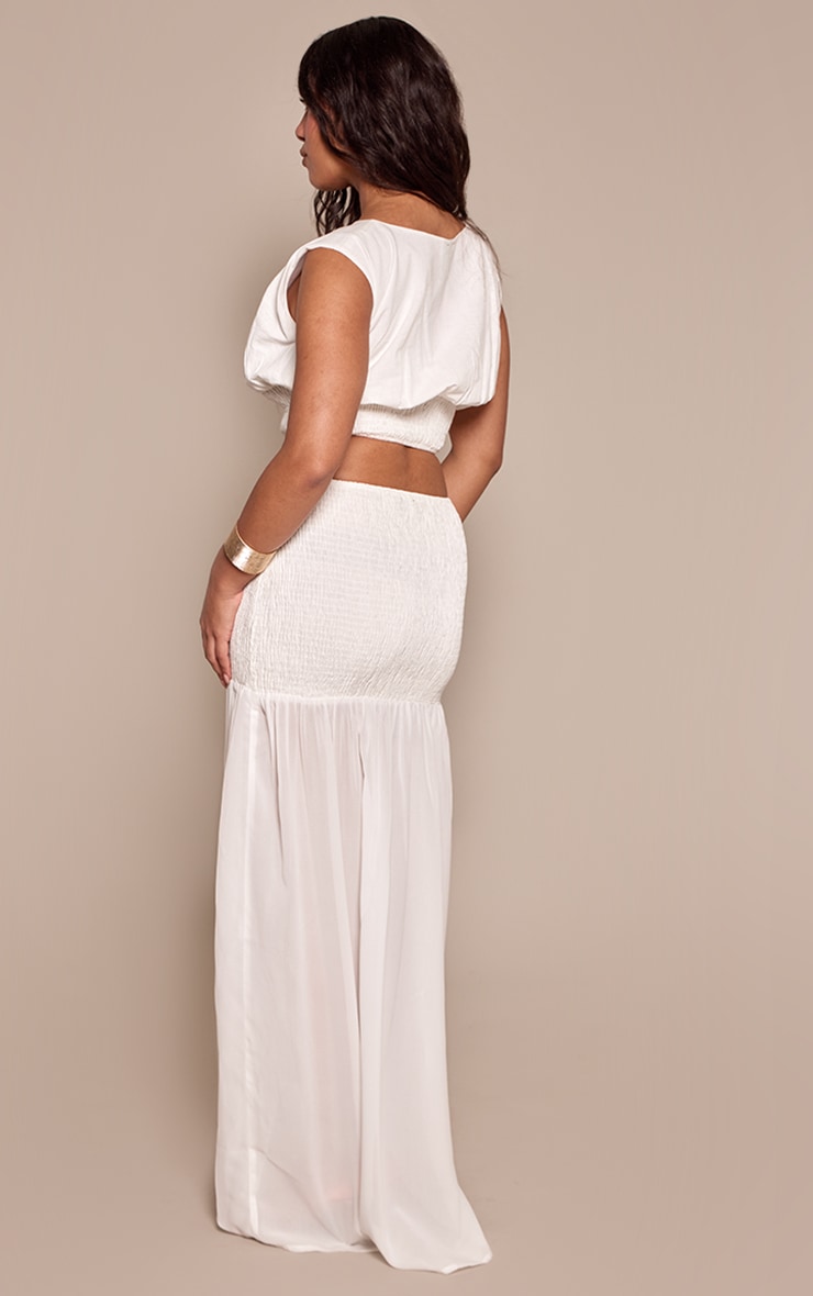 Shape White Shirred Contrast Maxi Skirt image 3