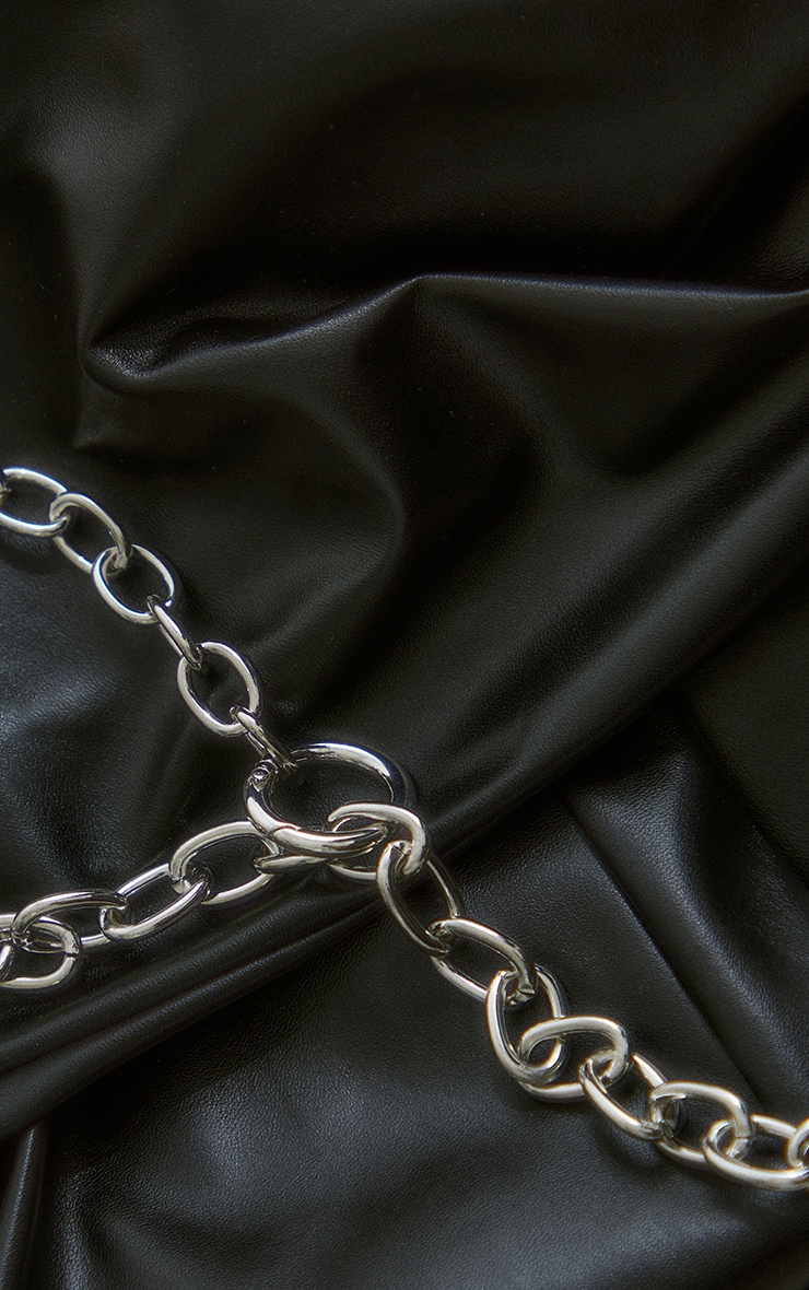 Silver Oval Chain Drop Necklace Accessories PrettyLittleThing