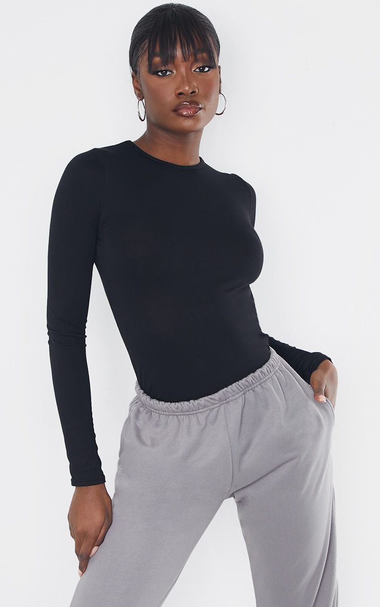 Tall Black Basic Long Sleeve Top