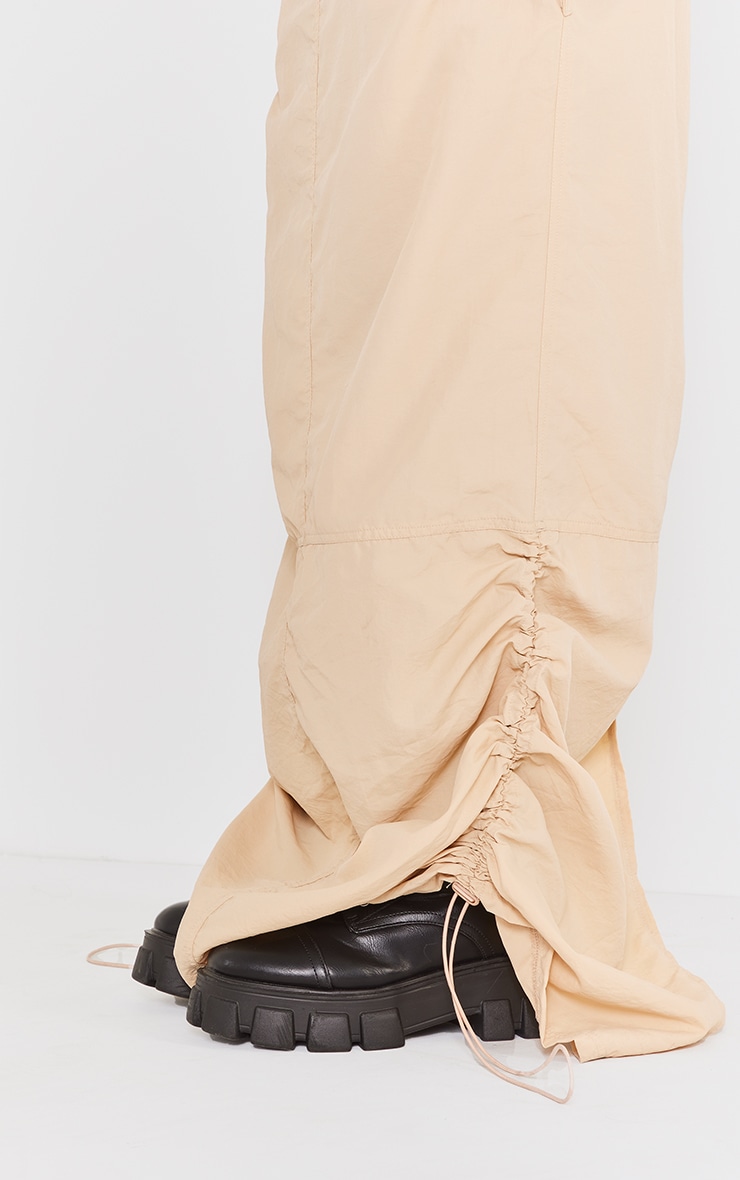 Ecru Ruched Hem Maxi Cargo Skirt image 4