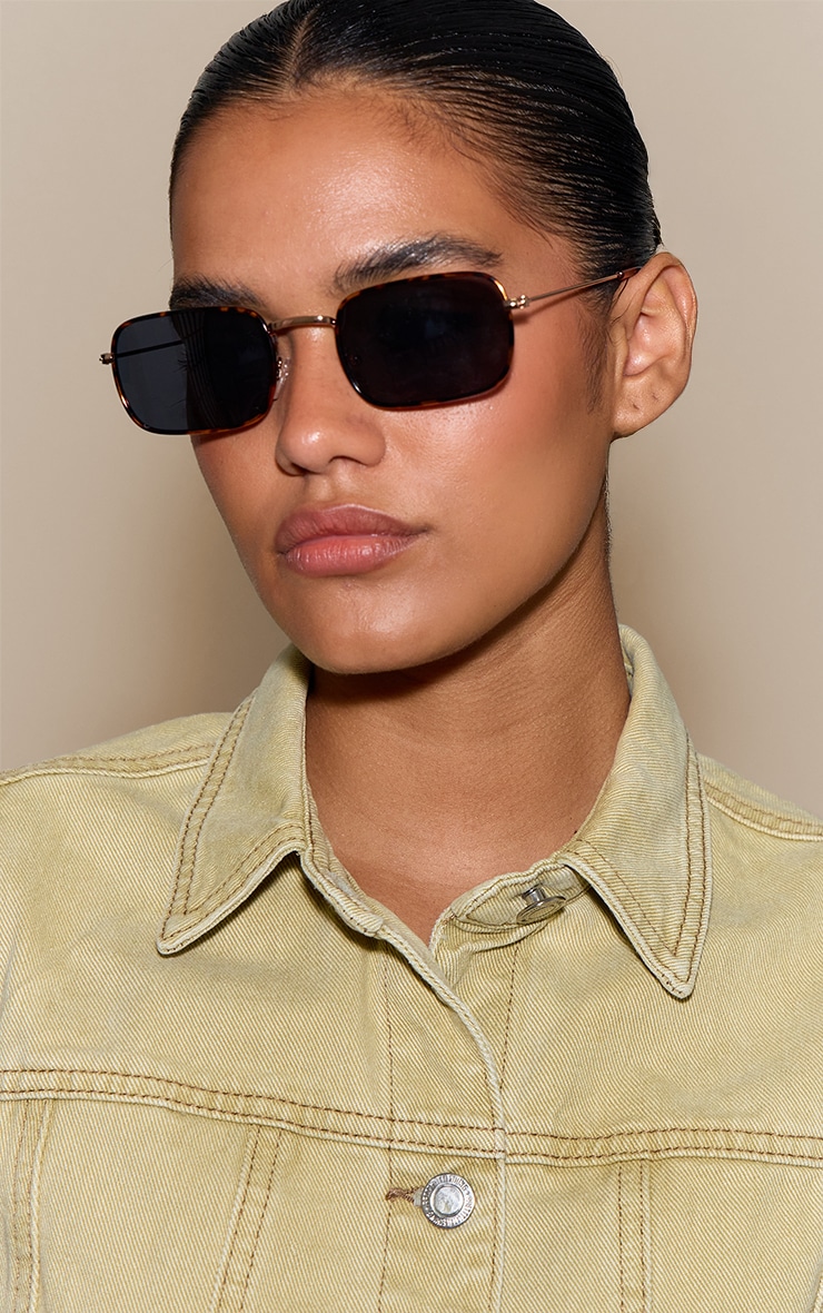 Tortoiseshell Metal Frame Square Sunglasses image 1