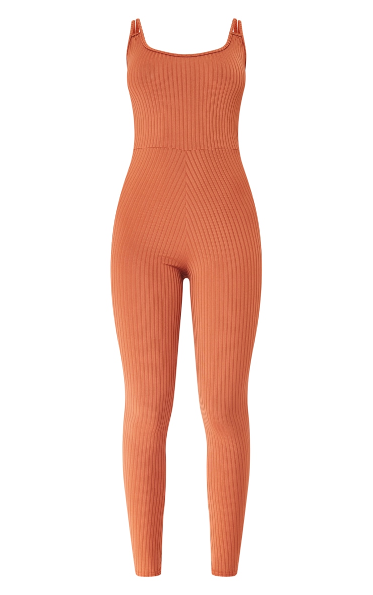 Combinaison Chocolat Côtelée Texturée À Dos Nu Et Bretelles | Robes