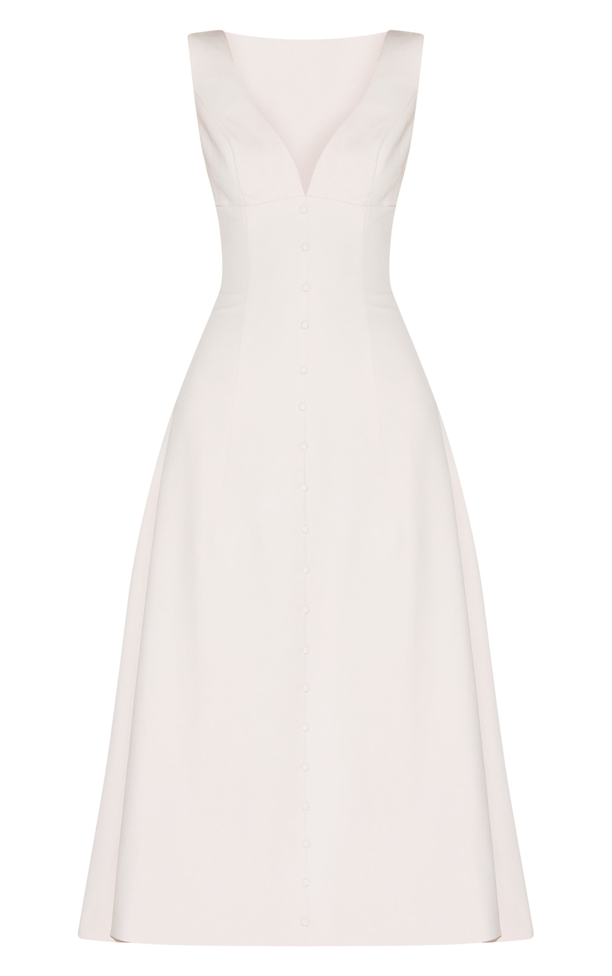 Robe de tailleur mi-longue tissée crème à décolleté et boutons image 5