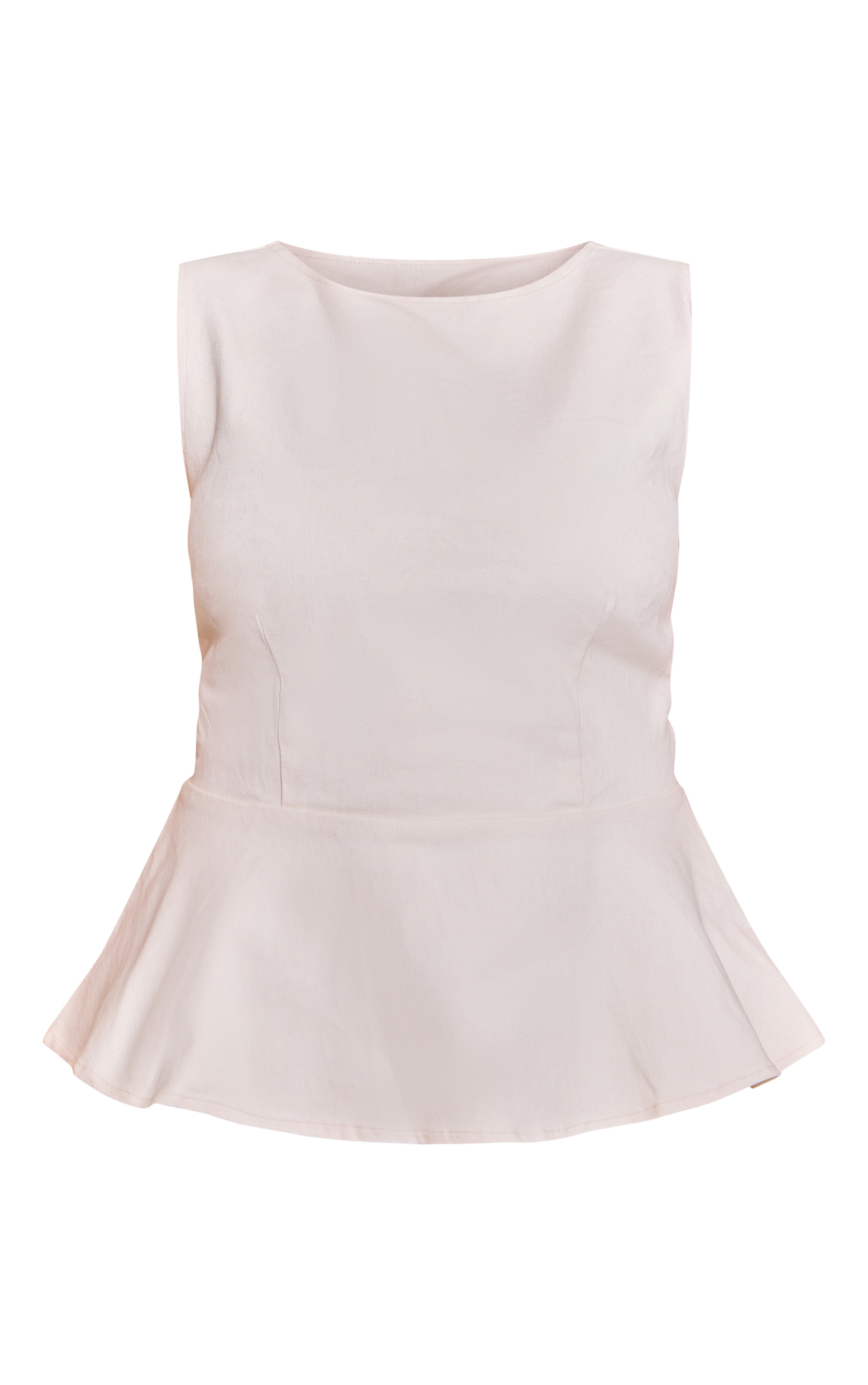 Plus Ecru Boatneck Peplum Sleeveless Denim Top image 5