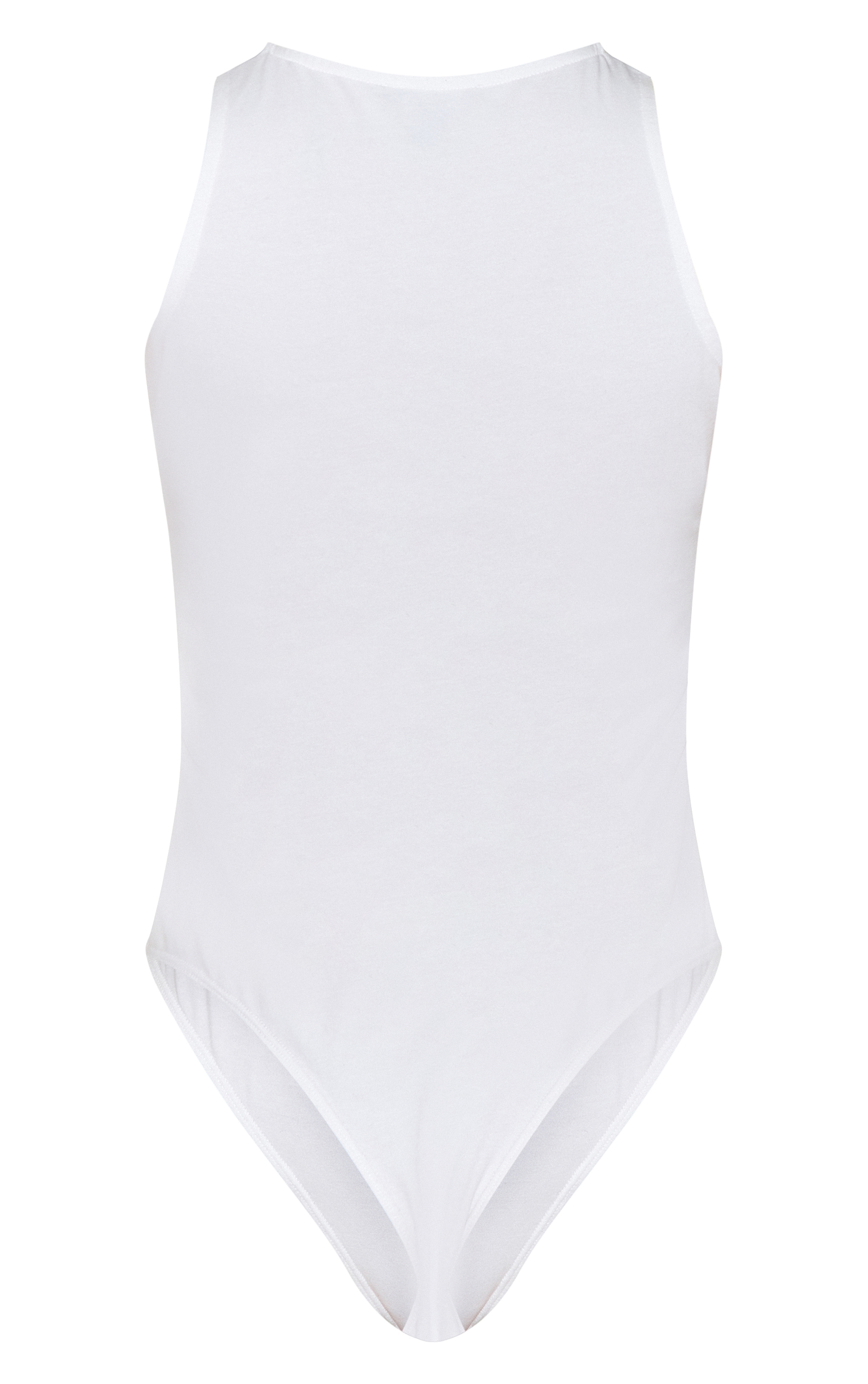 White Soft Cotton Racer Sleeveless Bodysuit image 6