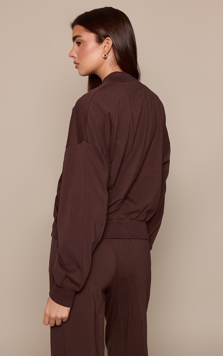 Chocolate Casual Zip Through Bomber image 2