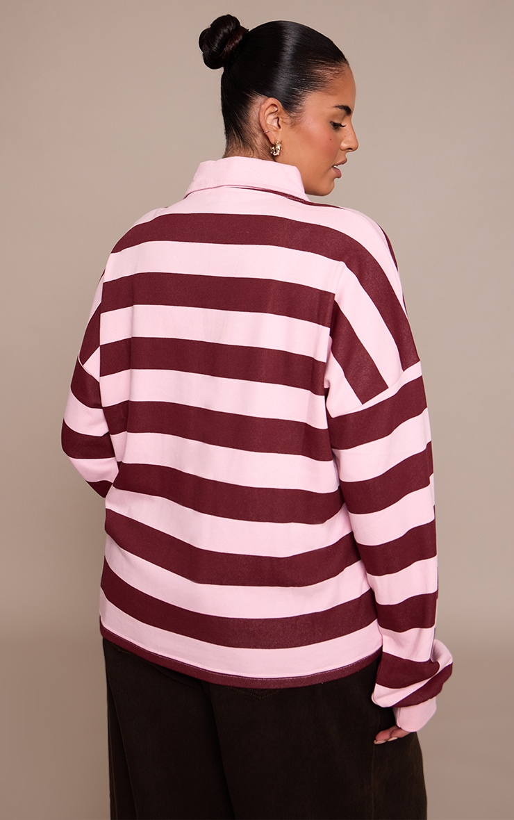 Plus Burgundy Sports Club Stripe Polo T-shirt image 2