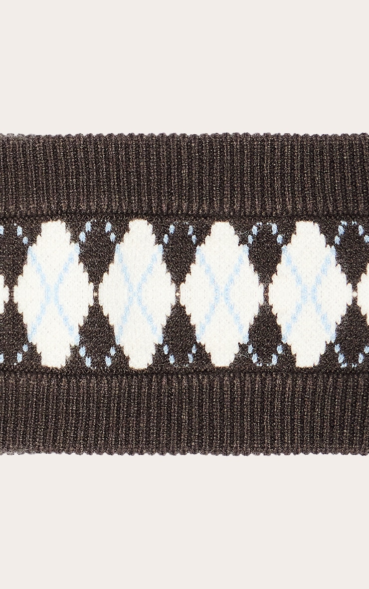 Chocolate Knitted Argyle Headband  image 3
