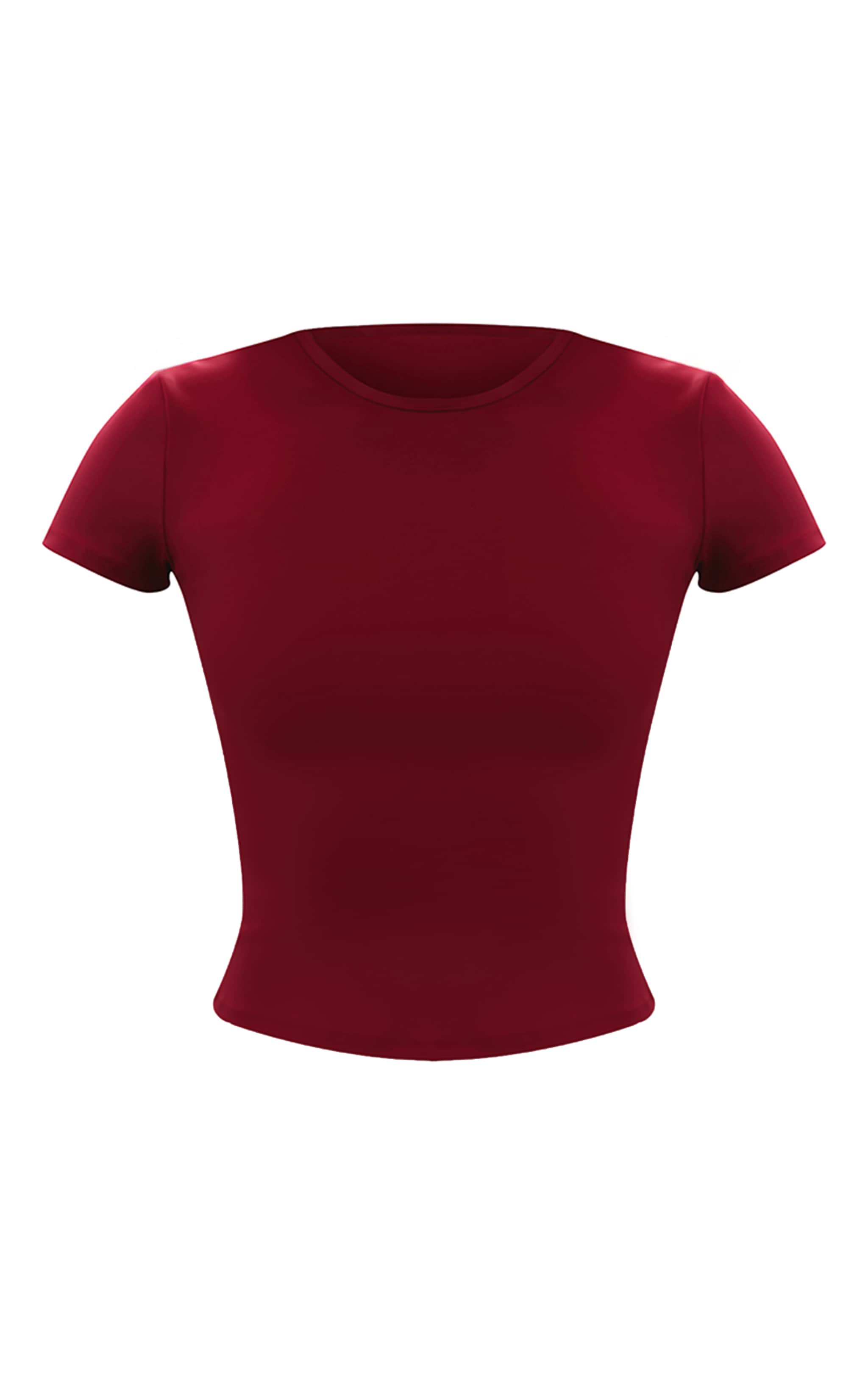 Red Soft Rib Fitted Short Sleeve Top image 5