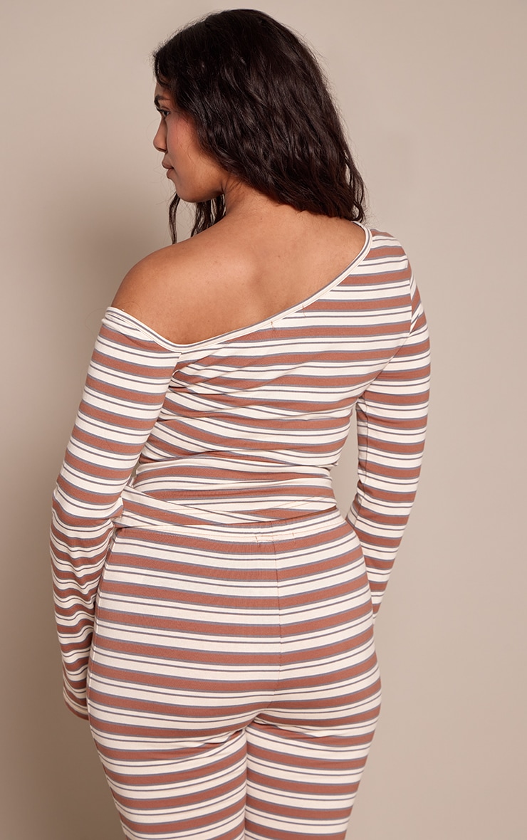 Shape Chocolate Striped Off The Shoulder Top image 2