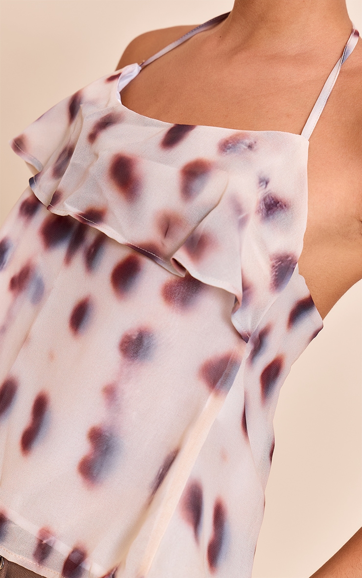 Cream Printed Chiffon Halter Cami Top image 4
