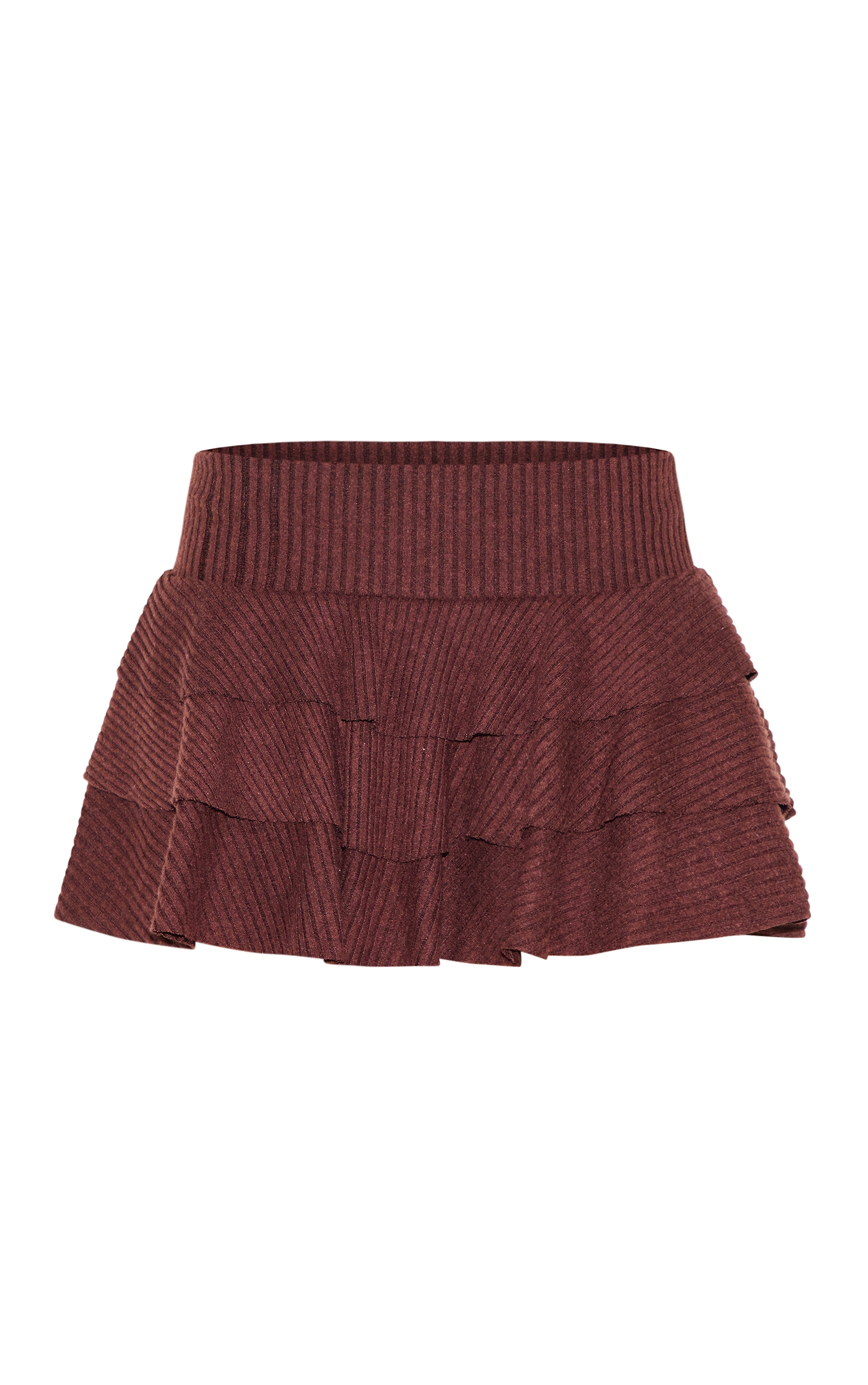 Chocolate Brushed Rib Rara Mini Skirt image 6