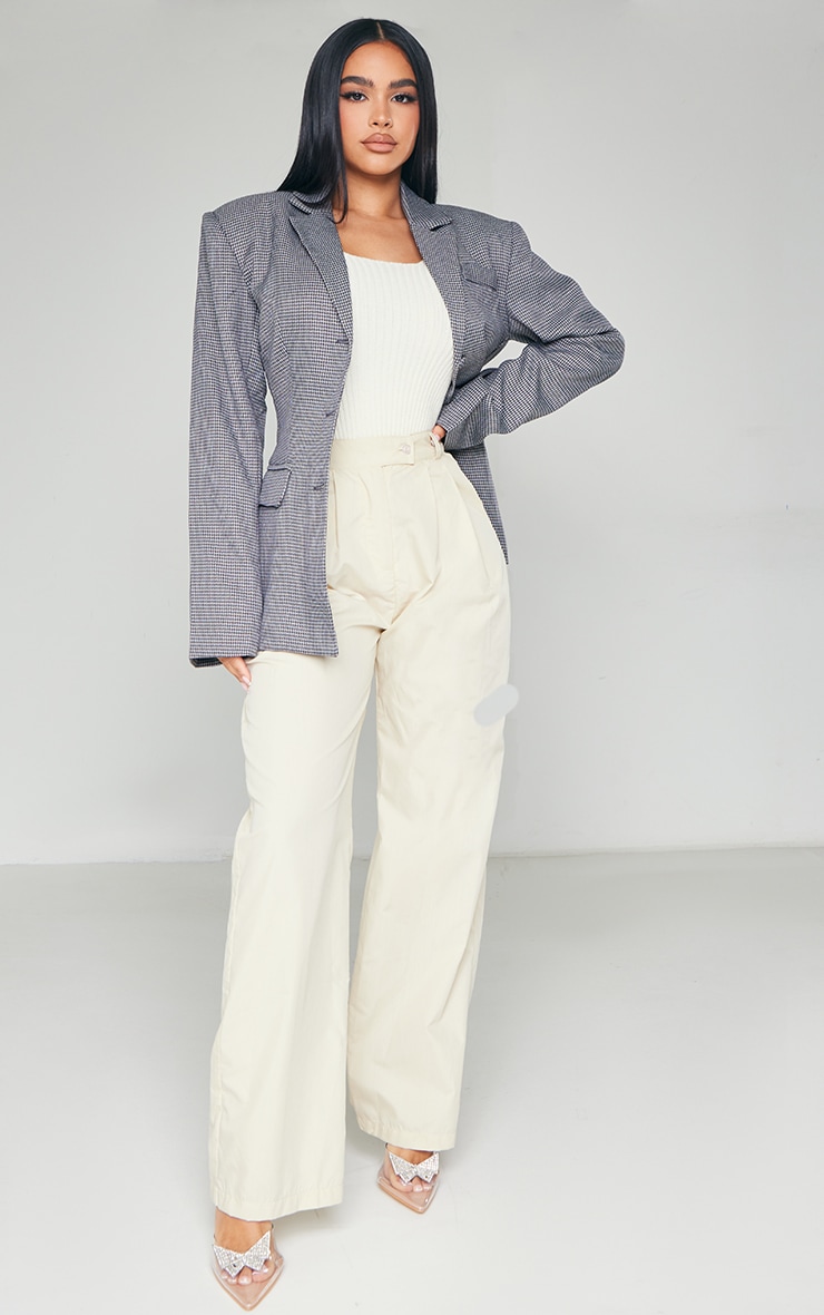 Petite Grey Cinched Waist Oversized Blazer image 3