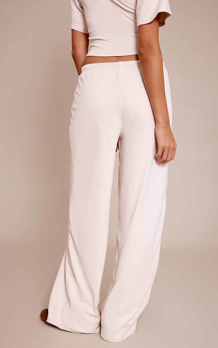Pantalon décontracté doux crème à taille nouée image 3