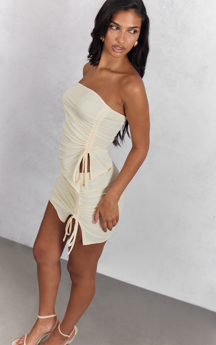 Cream Matte Touch Ruched Side Bandeau image 3