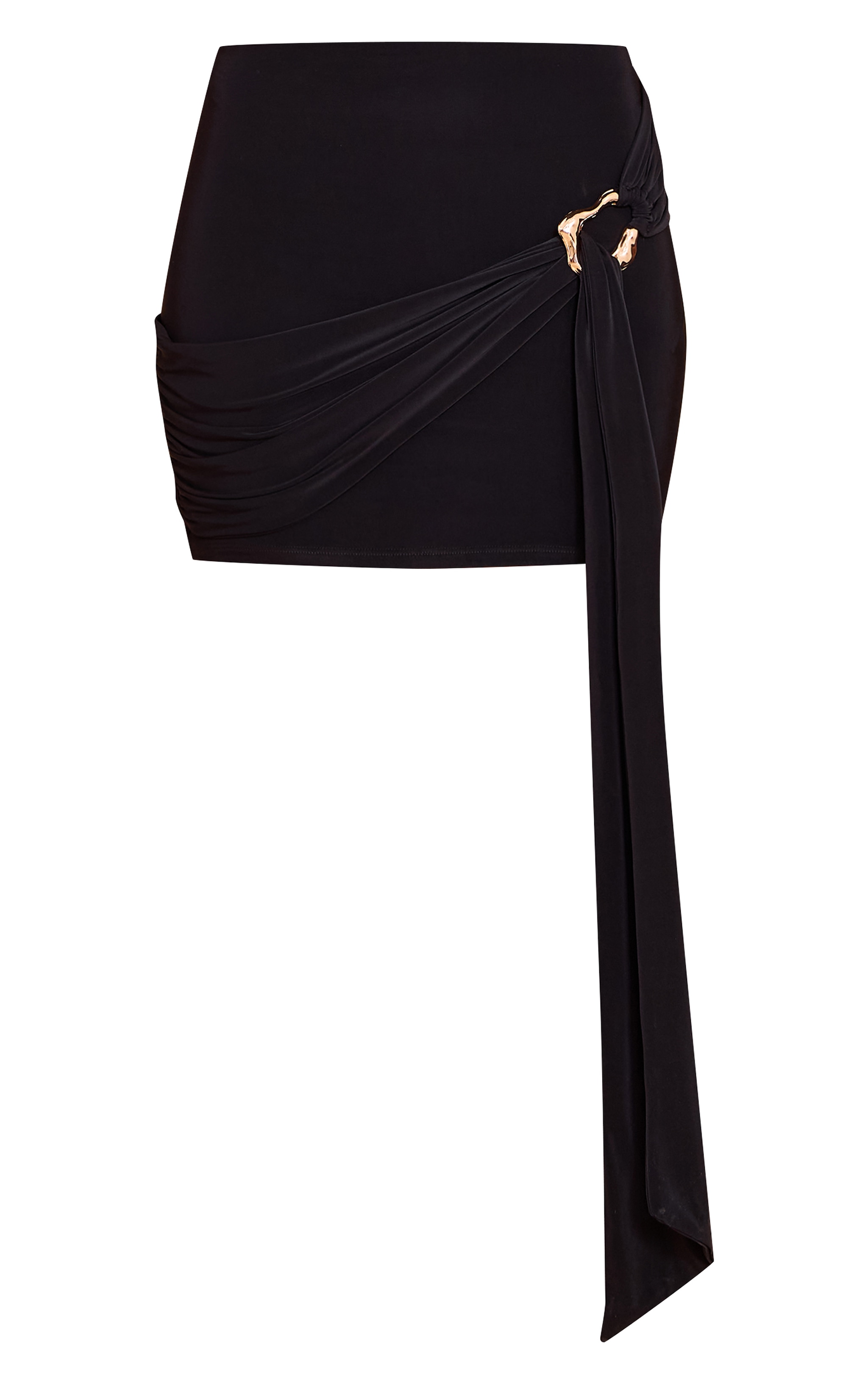Black Double Layer Trim Detail Slinky Mini Skirt image 6