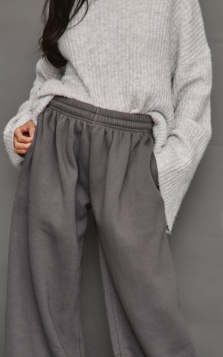 Petite Charcoal Super Wide Leg Sweatpants image 4