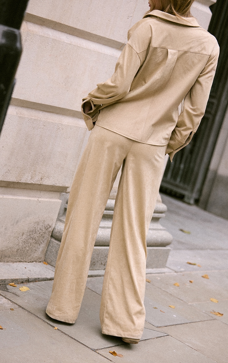 Pantalon droit en suédine gris pierre image 3