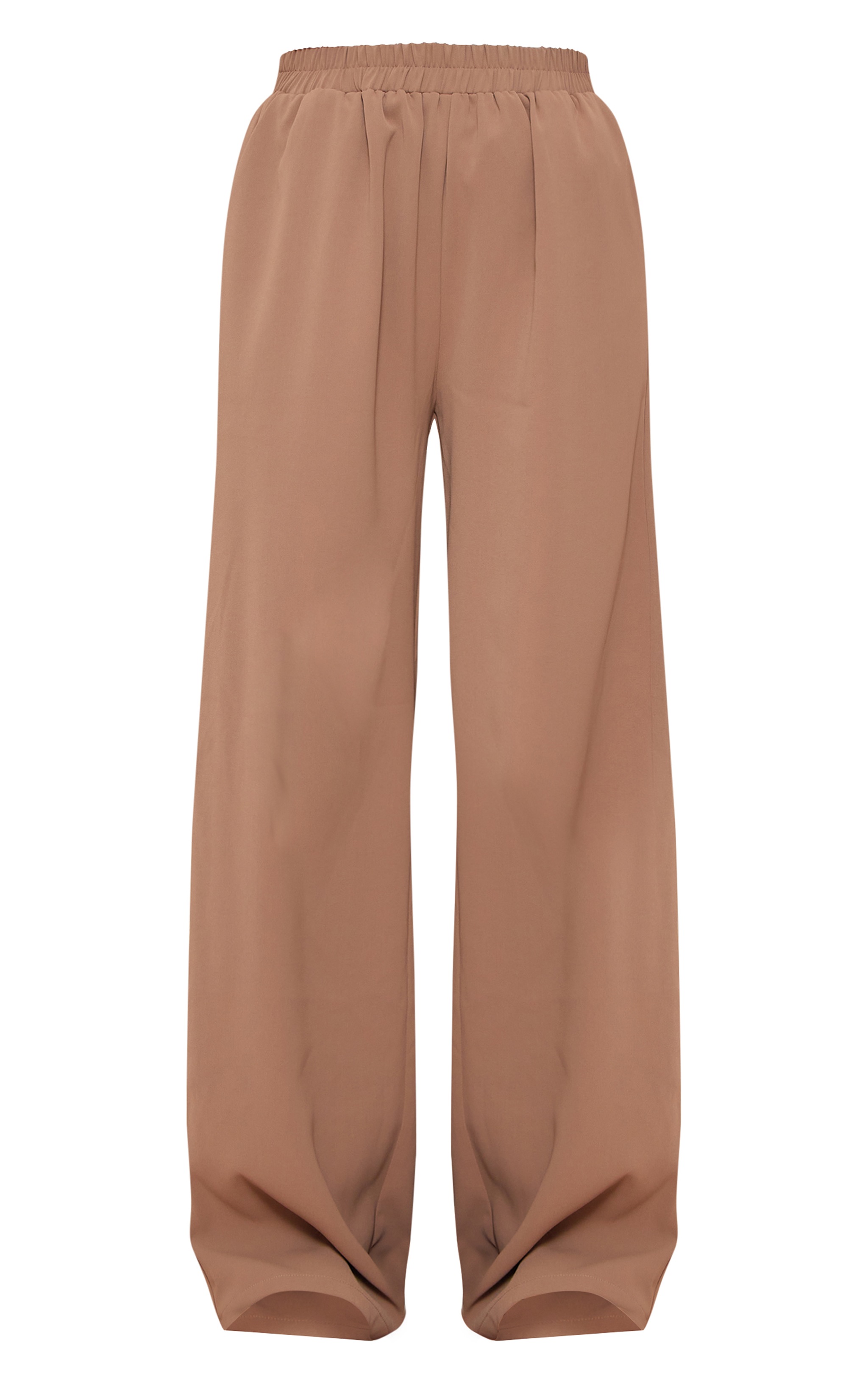 Taupe Woven Elasticated Waist Straight Leg Trousers image 5