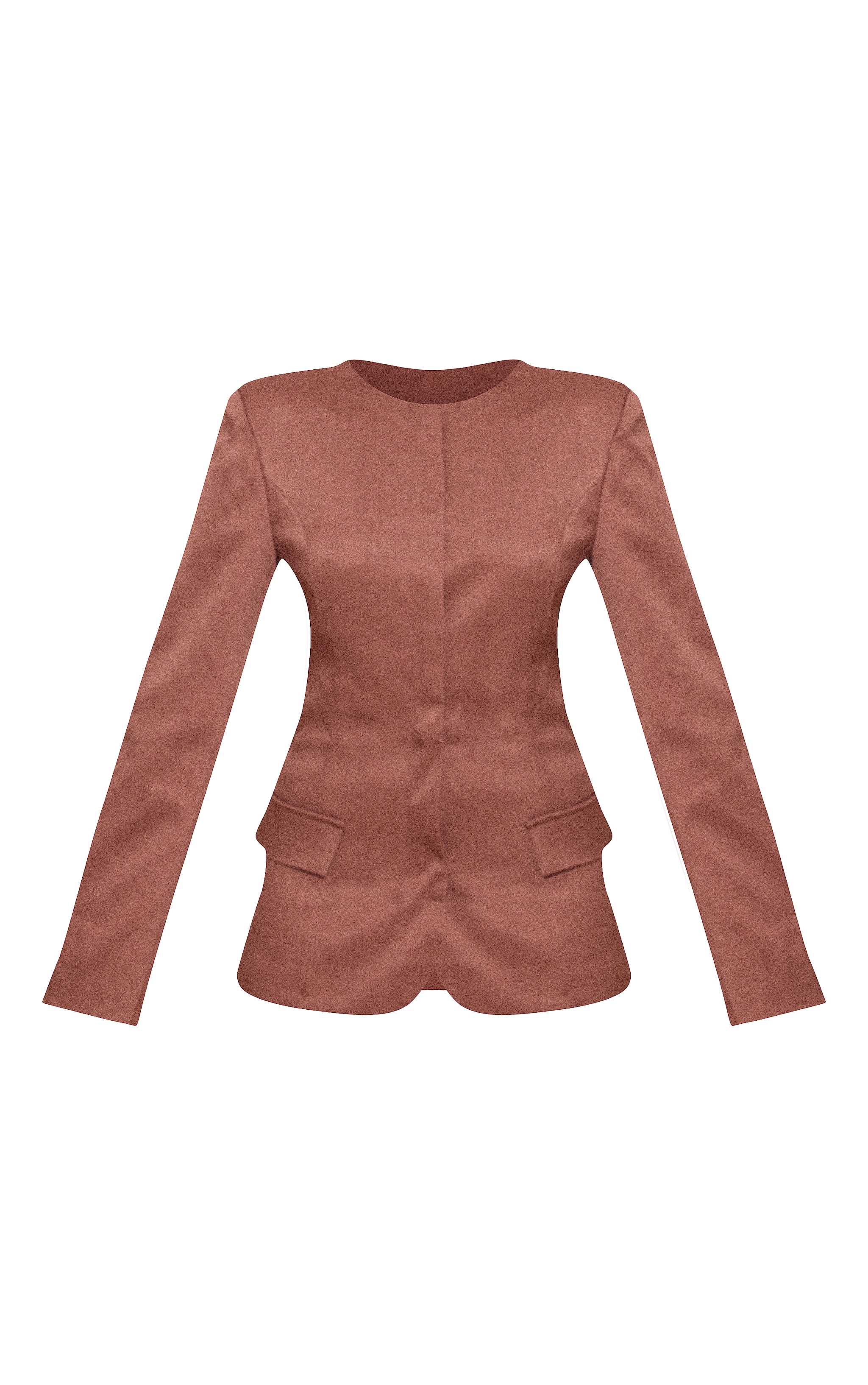 Blazer marron sans revers à épaules carrées et taille cintrée image 5